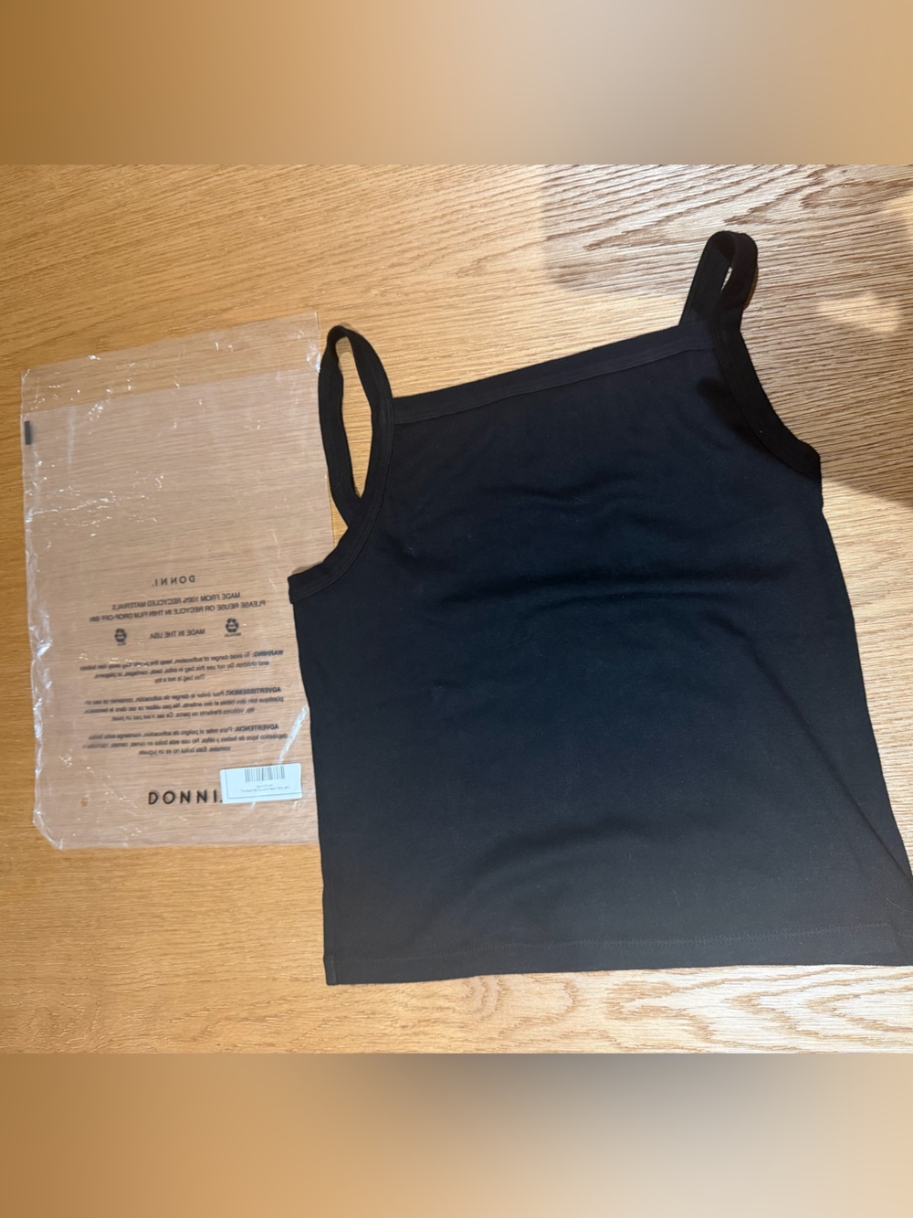 Donni The Baby Rib Square Neck Tank / Black / Size L - Picture 4 of 4
